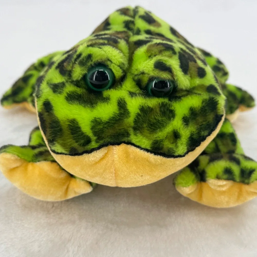 Vintage 2005 Ganz Webkinz Bullfrog Plush Green Spotted Stuffed Animal Frog HM114